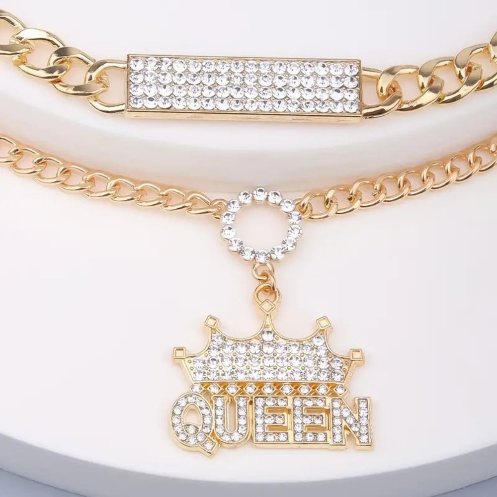 New! Big-Name Full Zicron Fashioned 2 Sets Queen Double Necklace Jewelry Set